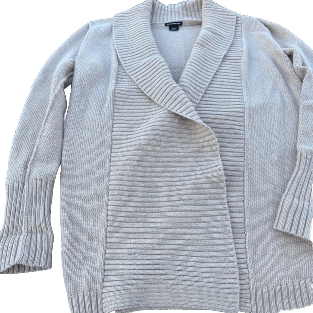 Club Monaco Cream Shawl-Collar Ribbed Front Cardigan